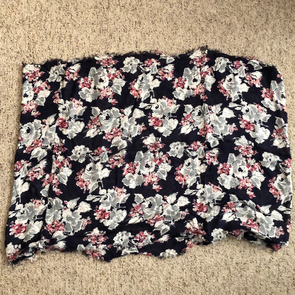 Infinity Scarf Flowers Navy Blue White Pink